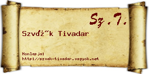 Szvák Tivadar névjegykártya